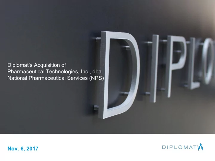 nov 6 2017 1 nps transaction summary pharmaceutical