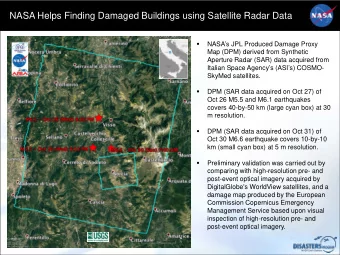 NASA Helps Finding Damaged Buildings using Satellite Radar Data    NASAs JPL Produced Damage