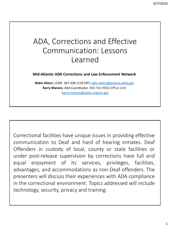 ada corrections and effective communication lessons