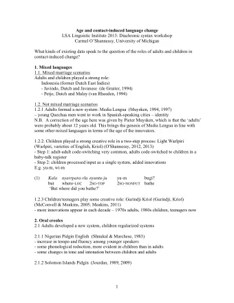 Age and contact-induced language change  LSA Linguistic Institute 2013: Diachronic syntax workshop