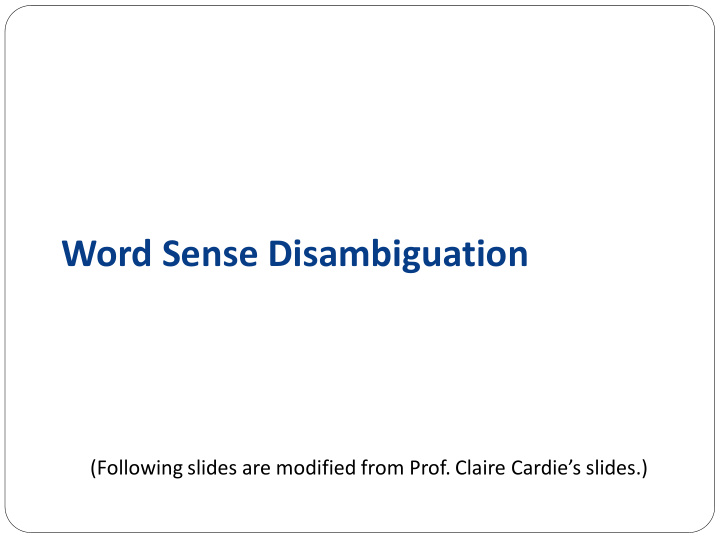 word sense disambiguation