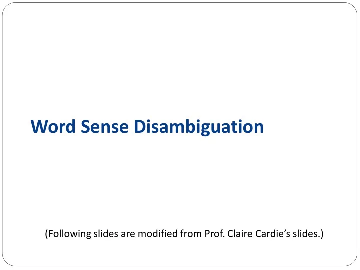 word sense disambiguation