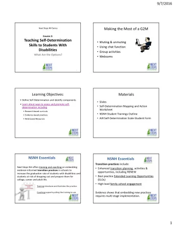 Making the Most of a G2M  Next Steps NH Series  Course 2:  Teaching Self-Determination  Muting