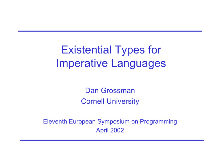 existential types for imperative languages