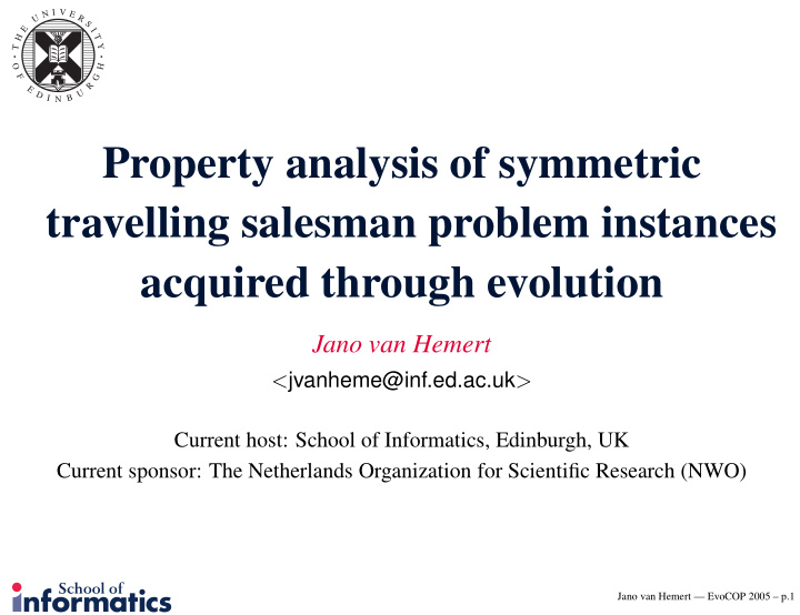 property analysis of symmetric travelling salesman