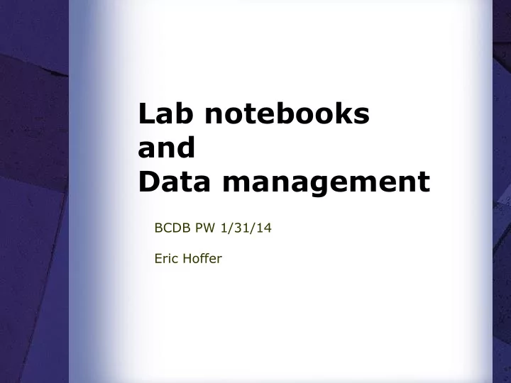 lab notebooks