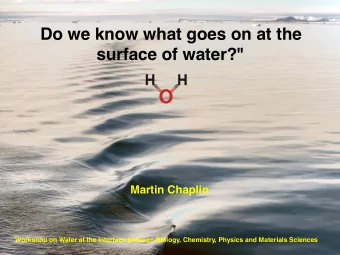 Do we know what goes on at the  surface of water?&quot;  Martin Chaplin  Workshop on Water at the