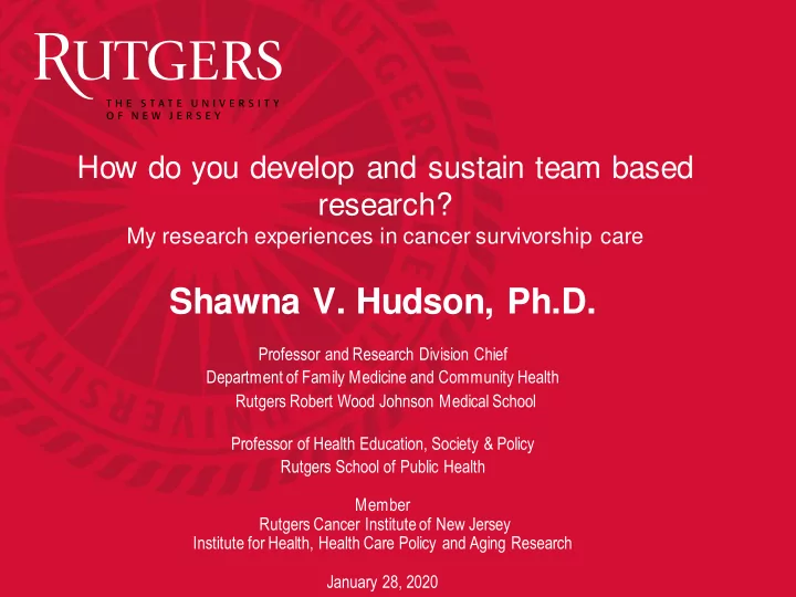 shawna v hudson ph d