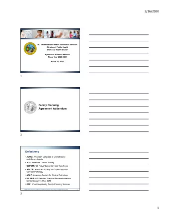 3/16/2020  NC Department of Health and Human Services  Division of Public Health  Womens Health