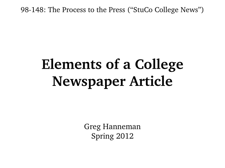 elements of a college newspaper article