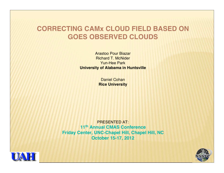 correcting camx cloud field based on goes observed clouds