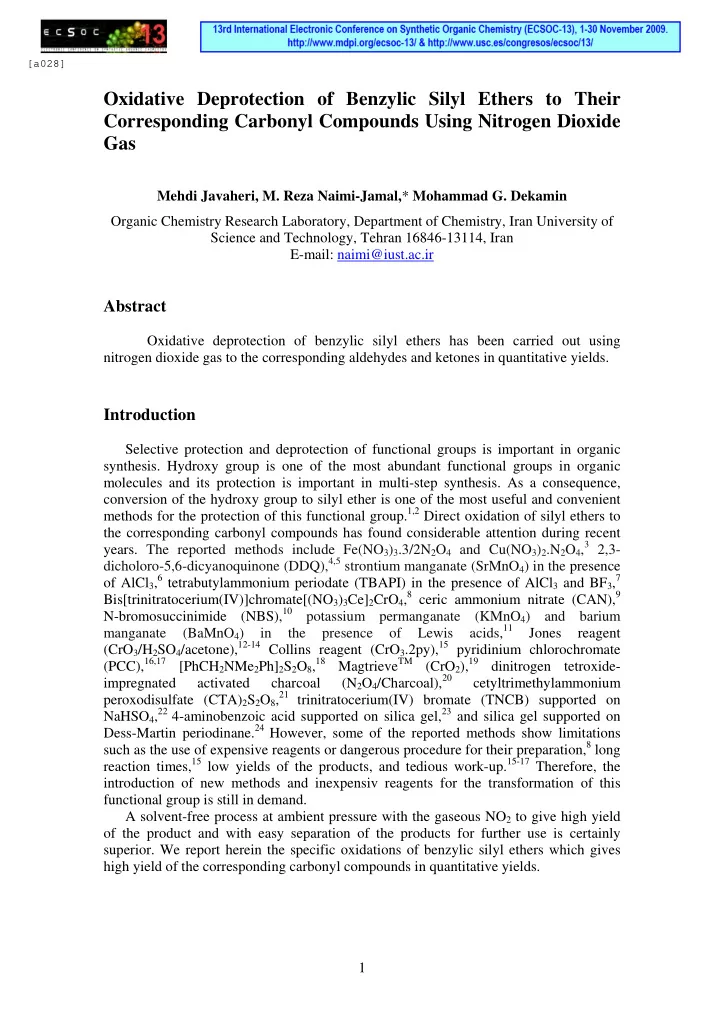 oxidative deprotection of benzylic silyl ethers to their