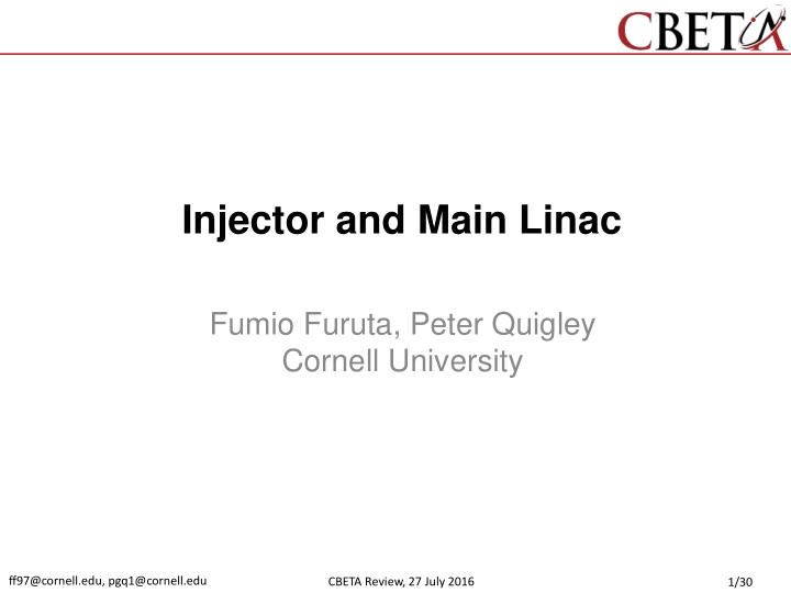 injector and main linac