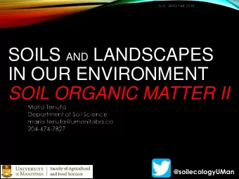 SOILS AND LANDSCAPES  IN OUR ENVIRONMENT  SOIL ORGANIC MATTER II  @soilecologyUMan  SOIL 3600