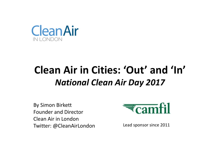 clean air in cities out and in