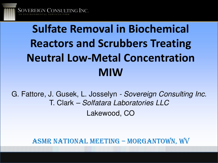 sulfate removal in biochemical reactors and scrubbers