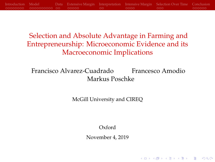 selection and absolute advantage in farming and