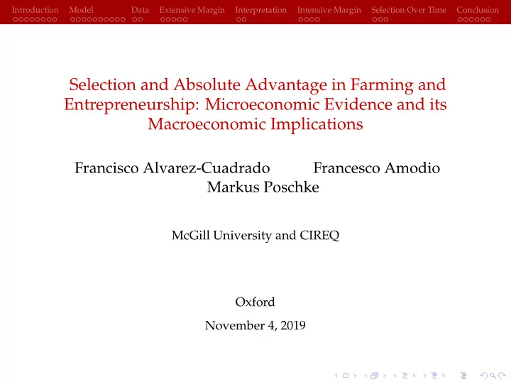 selection and absolute advantage in farming and