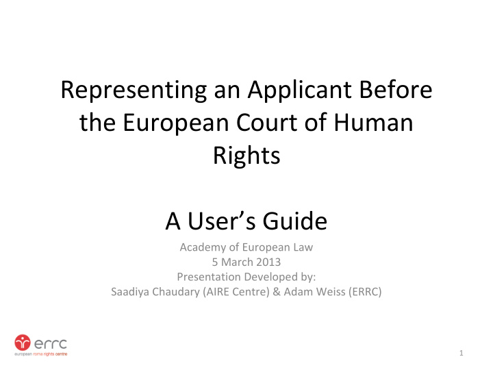 representing an applicant before the european court of