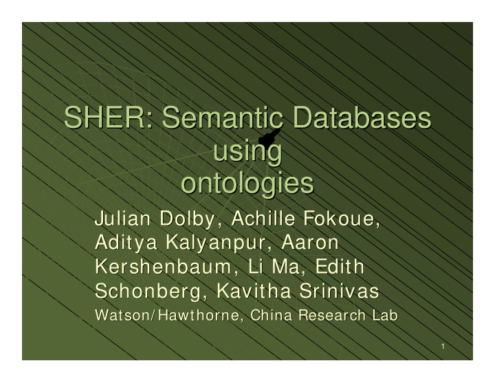sher semantic databases sher semantic databases using