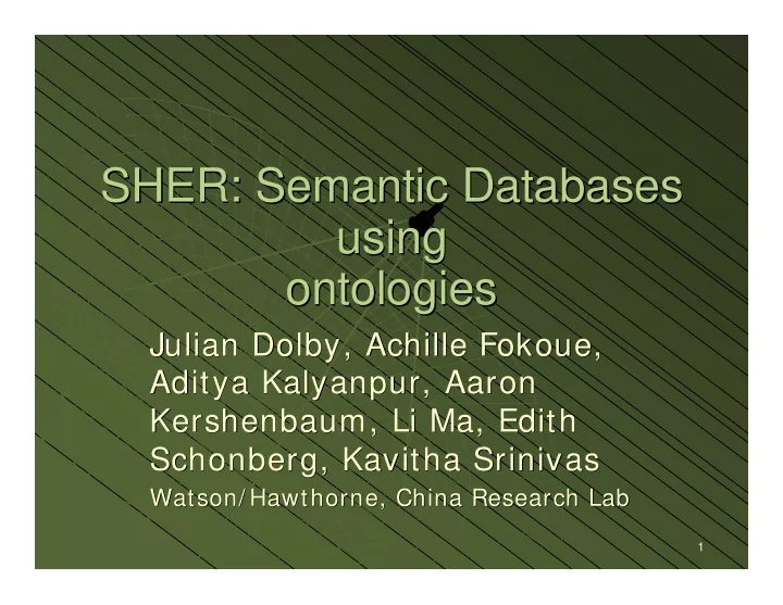 sher semantic databases sher semantic databases using