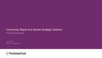 Community Rights and Gender Strategic Initiative  Final Evaluation  July 2020  Geneva, Switzerland