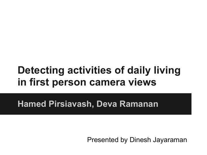 detecting activities of daily living in first person