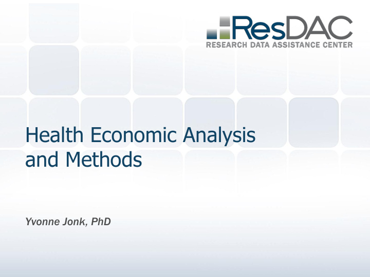 health economic analysis and methods