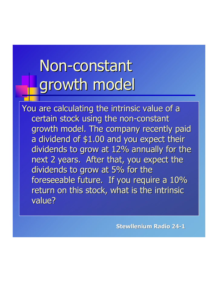 non constant non constant growth model growth model