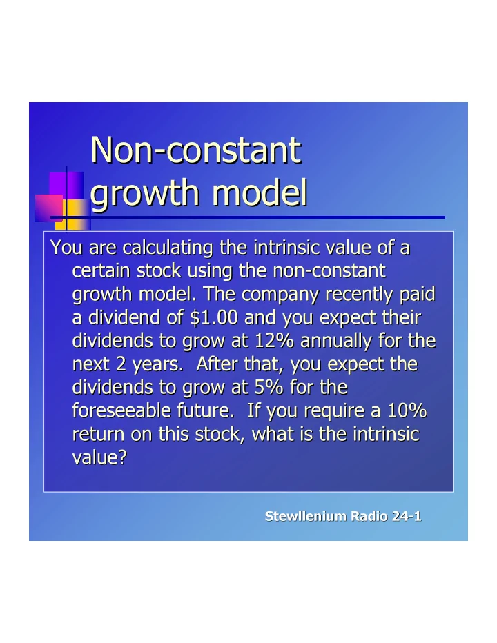 non constant non constant growth model growth model
