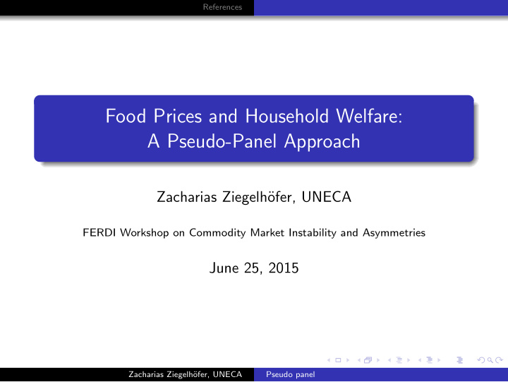 food prices and household welfare a pseudo panel approach
