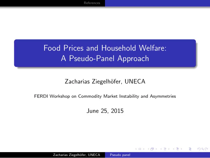 food prices and household welfare a pseudo panel approach