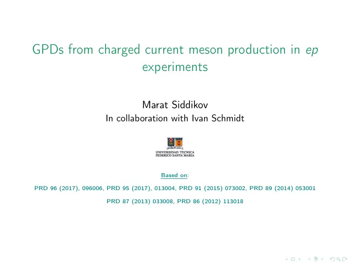 gpds from charged current meson production in ep