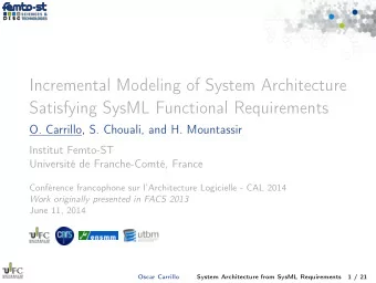 Incremental Modeling of System Architecture  Satisfying SysML Functional Requirements  O. Carrillo,