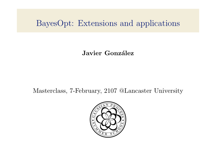 bayesopt extensions and applications