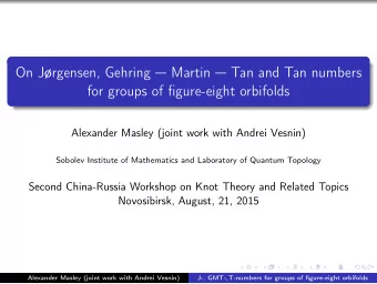 On J  rgensen, Gehring  Martin  Tan and Tan numbers  for groups of gure-eight orbifolds