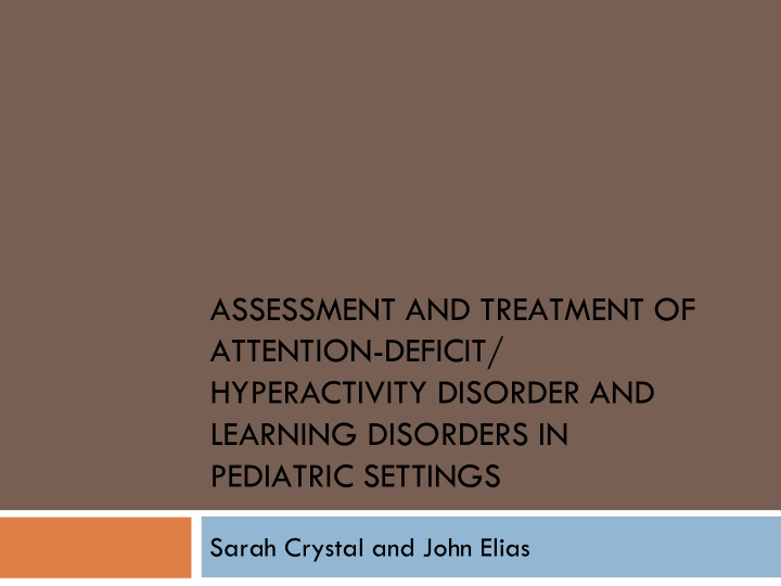 assessment and treatment of attention deficit