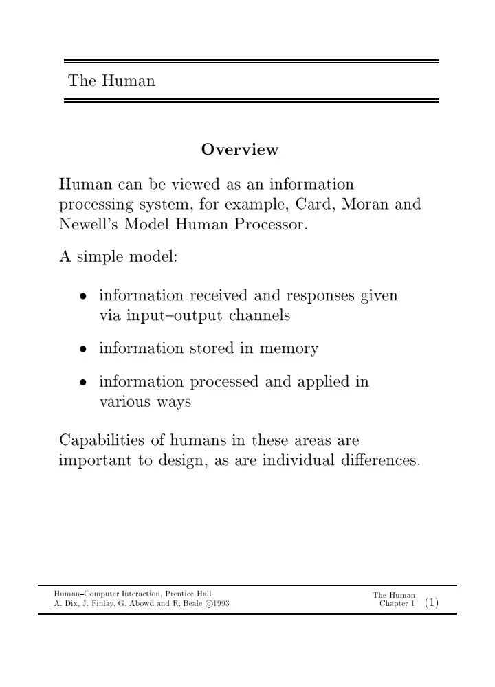 the human ov erview human can b e view ed as an