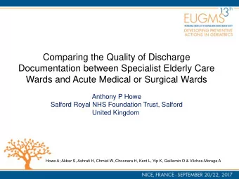 Wards and Acute Medical or Surgical Wards  Anthony P Howe  Salford Royal NHS Foundation Trust,