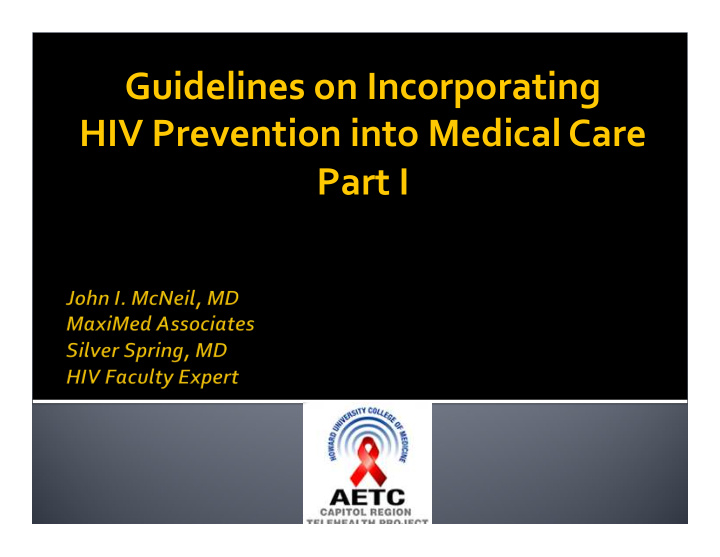guidelines on incorporating hiv prevention into medical