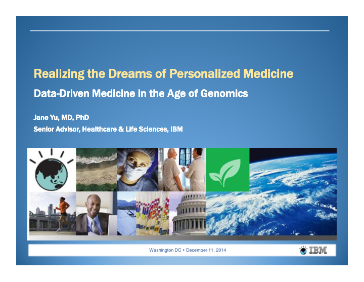 realizing the dreams of personalized medicine realizing
