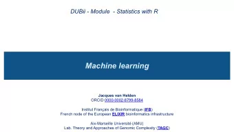 Machine learning  Jacques van Helden  ORCID 0000-0002-8799-8584 Institut Franais de