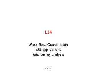 L14  Mass Spec Quantitation  MS applications  Microarray analysis  CSE182  LC-MS Maps Peptide 2  I