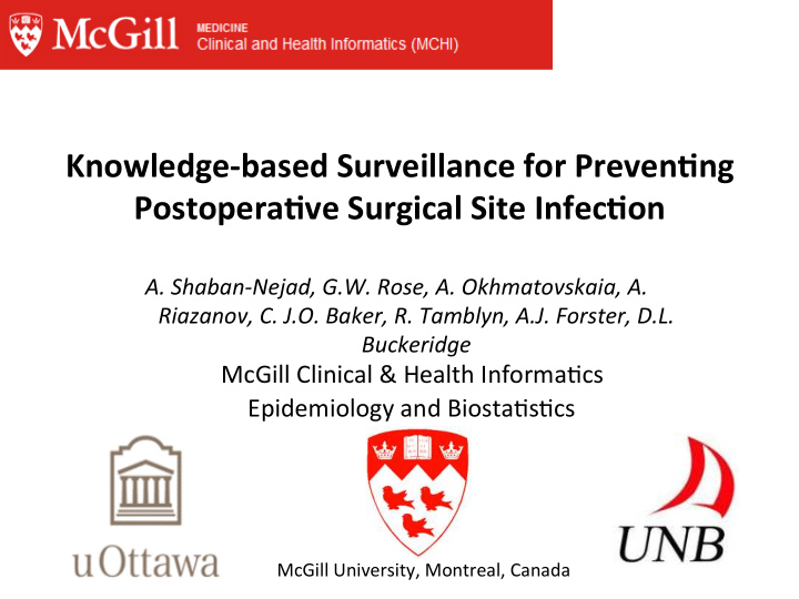 knowledge based surveillance for preven6ng postopera6ve