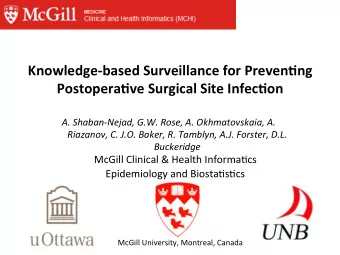 Knowledge-based  Surveillance  for  Preven6ng   Postopera6ve  Surgical  Site