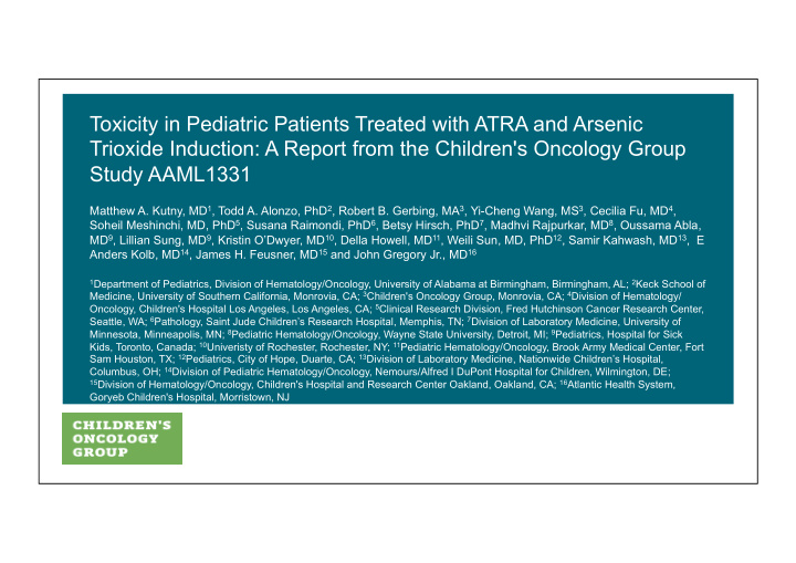 toxicity in pediatric patients treated with atra and