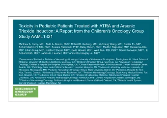 Toxicity in Pediatric Patients Treated with ATRA and Arsenic  Trioxide Induction: A Report from the