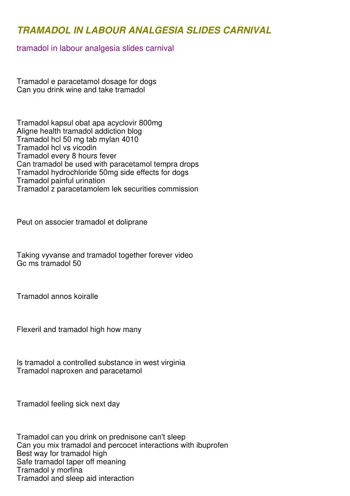 tramadol in labour analgesia slides carnival