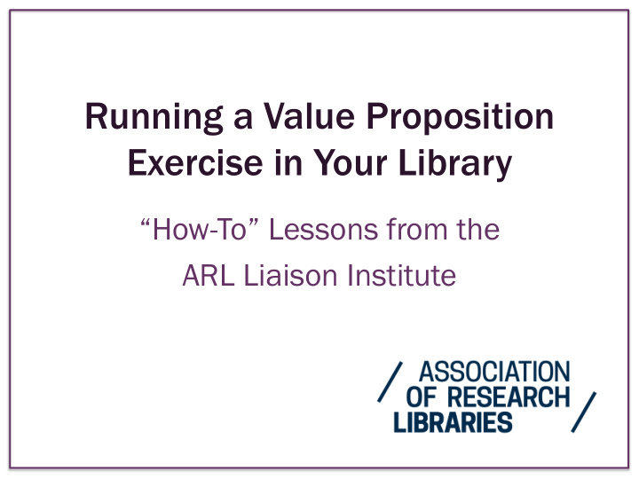 exercise in your library