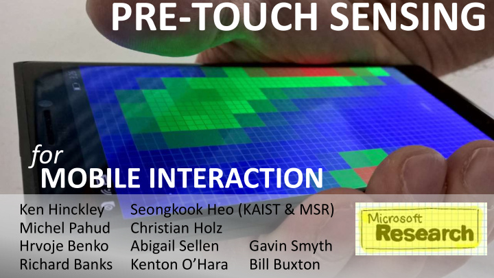 pre touch sensing
